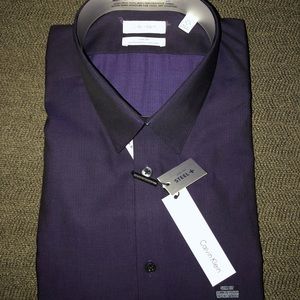 XL - Calvin Klein slim fit performance non- iron dark purple dress shirt